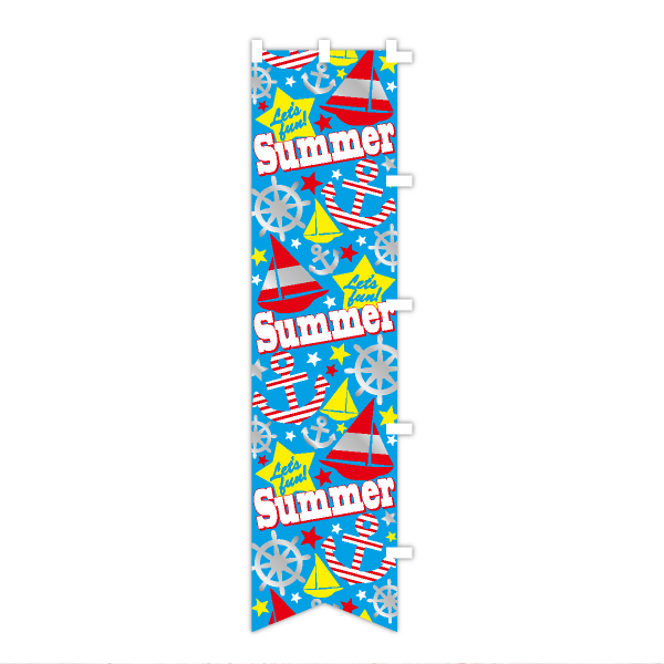 夏のぼり旗　Let's fun! Summer（シルバーラメ）　のぼり旗　1枚