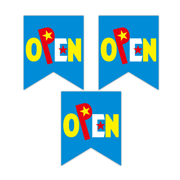 オープンペナント　ＯＰＥＮ（青）　3枚