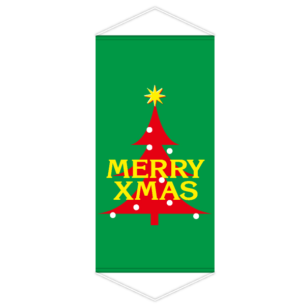 クリスマスタペストリー　MERRY XMAS(雪降るツリー／緑)　1枚